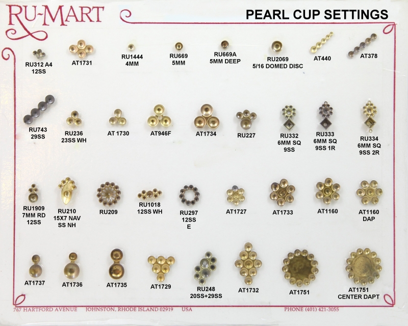 Raw Brass Pearl Cup Settings several shapes and sizes