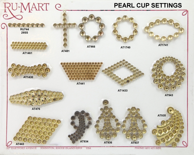 Raw Brass Pearl Cup Settings several shapes and sizes
